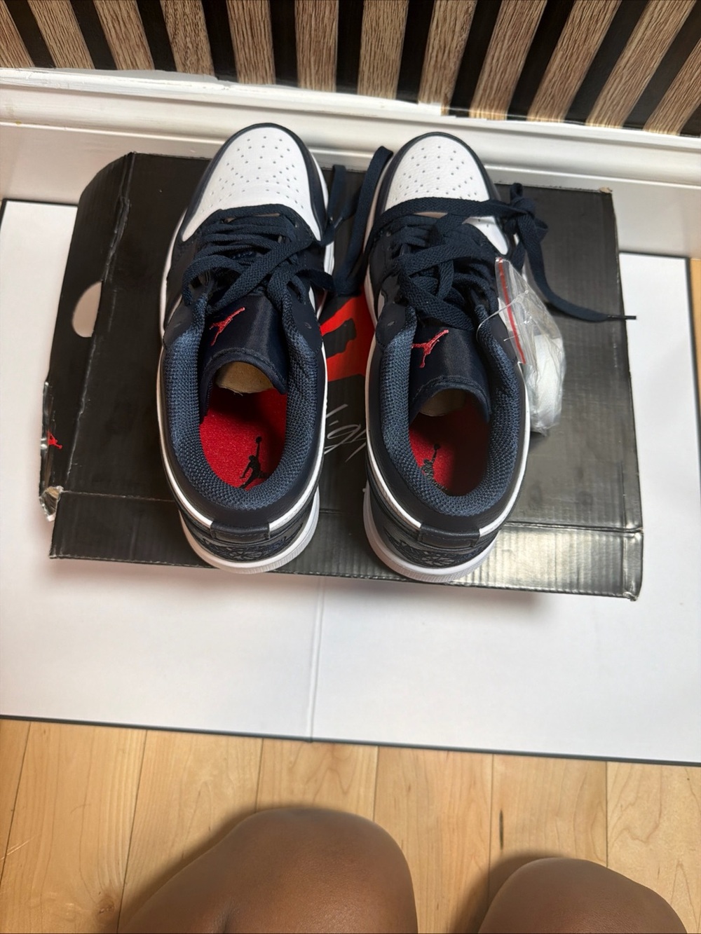 Jordan Kids Navy White Red Low-Top Sneakers